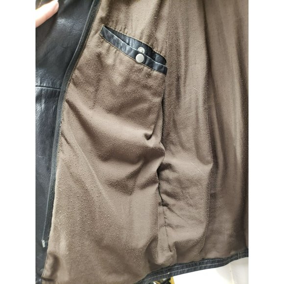 Brown Leather Jacket, Trapper, NEEDS ZIPPER, Men's size 54, Lined - Picture 7 of 12